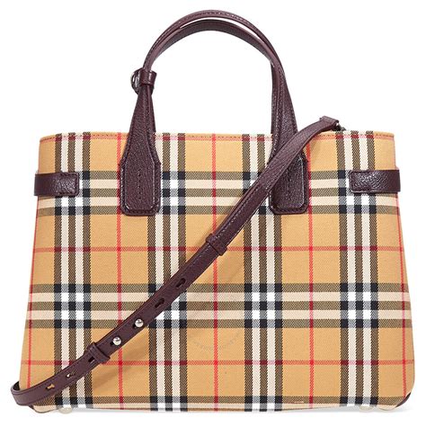 burberry banner small check leather tote|Burberry beige tote bag original.